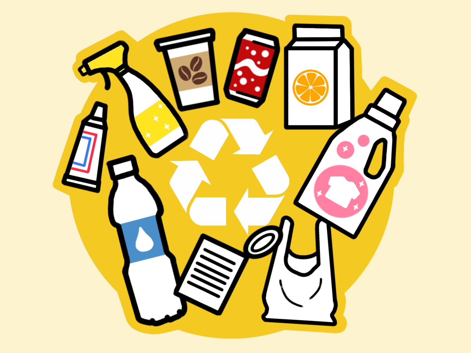 In den Gelben Sack bzw. Gelbe Tonne gehören Verpackungen wie Becher, Dosen, Styropry, Plastiktüten, Folien und Konservendosen